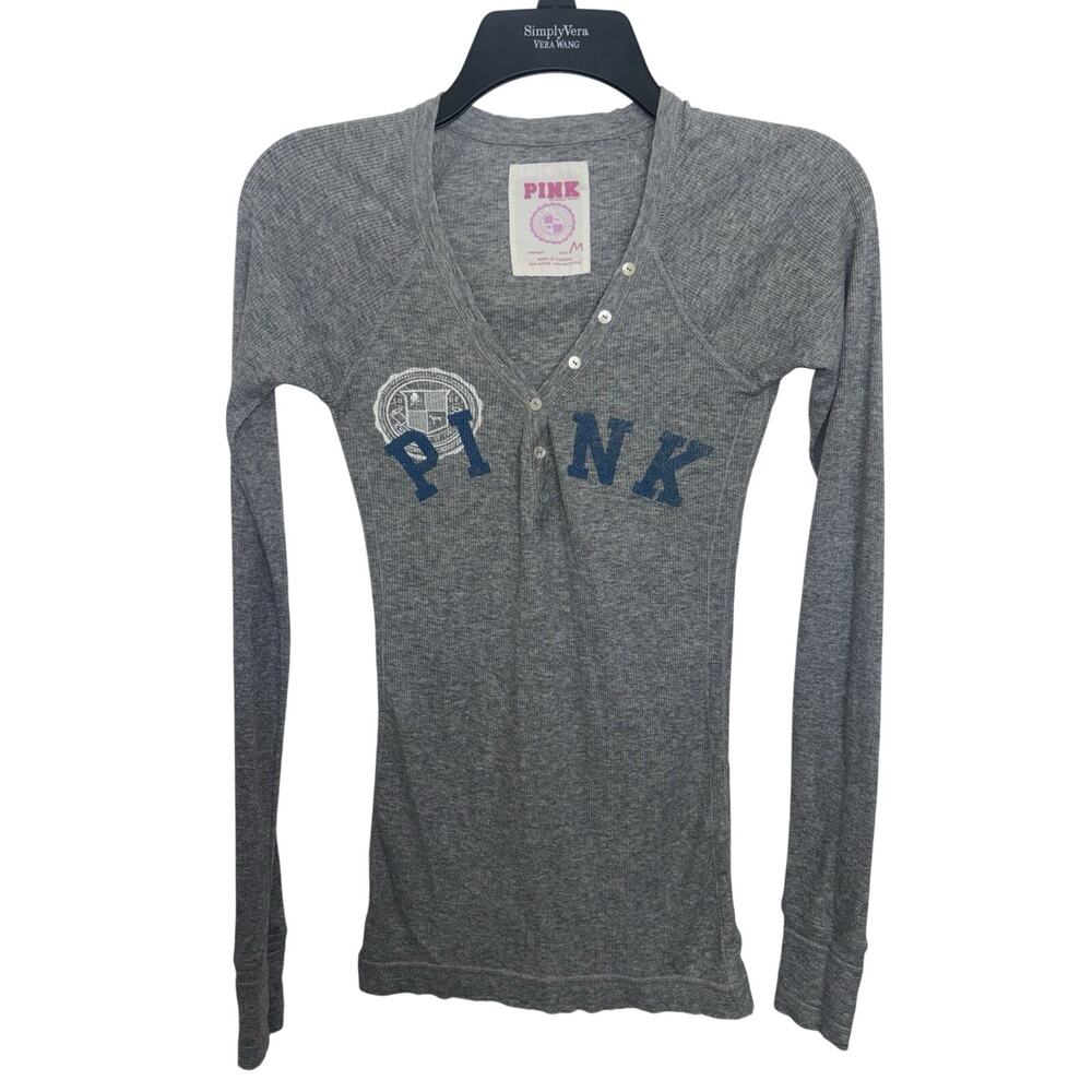Y2K Victoria’s Secret PINK Ribbed Henley Long Sleeve Bella Swan Medium Elena